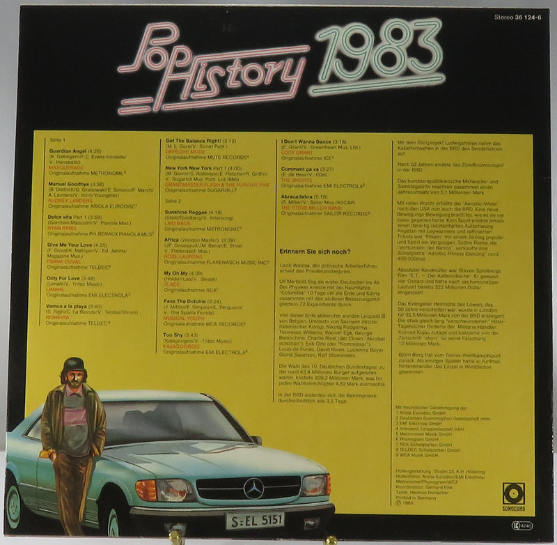 Pop History 1983 Sonocord Records 1986 German Pressing 36124-6 Vinyl Album