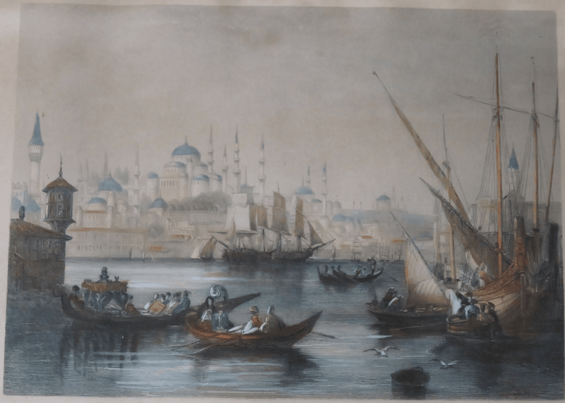 Constantinople, Rouargue Freres del. et sc Engraving F Chardon Colored 8 1/4" x