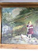 No. 117 Feeding Her Favorites Child & Chicks Chromolithograph 1900 M L & Co NY - Just Stuff I Sell