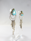 Navajo Dangle Earrings Sterling Silver Pilot Mountain Turquoise Andy Marion - Just Stuff I Sell