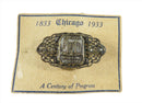 1933 Chicago Worlds Fair Traveland Transport Century of Progress Pinback — Silver — front view