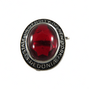 State University of New York Fredonia Sterling Silver Red Glass Sorority Pin Style P — Sterling Silver, Silver — front view