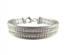 Braided Mesh Sterling Silver & Rhinestone Bracelet Designer Signed 7 3/4" — Jewelry & Watches:Fine Jewelry:Fine Bracelets:Pre