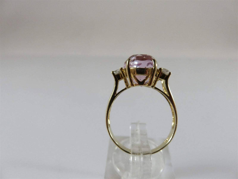 10K Solid Yellow Gold Oval Pink Tourmaline & Spinel Accented Ring Size 6.75 - Just Stuff I Sell
