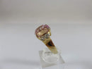 10K Solid Yellow Gold Oval Pink Tourmaline & Spinel Accented Ring Size 6.75 - Just Stuff I Sell