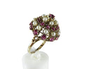 Vintage 9K Yellow Gold Pearl & Ruby Princess "Harem" Ring 7.5 Grams Size 9.75 — Mid Century • 14K, Gold • Ruby, Pearl — front
