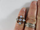 10K Yellow Gold Gray Milky White Natural Star Sapphire & Pink Topaz Ring Size 7 - Just Stuff I Sell