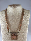 Victorian Era Book Chain & Pendant with Red Paste 19.5" Approx Rose Gold Tone - Just Stuff I Sell