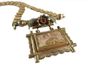 Victorian Era Book Chain & Pendant with Red Paste 19.5" Approx Rose Gold Tone - Just Stuff I Sell