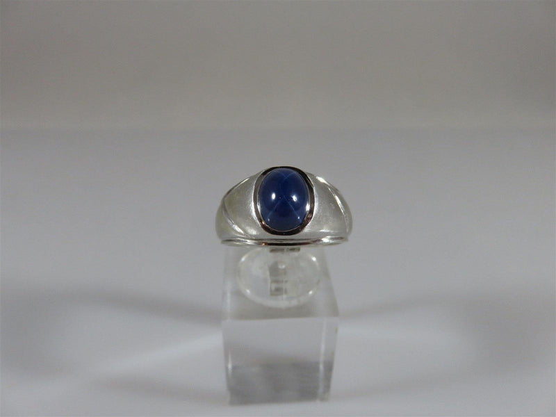 Men's 14K White Gold Linde Star Sapphire Pinky Ring Size 7 & 6.9 Grams - Just Stuff I Sell