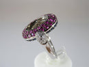 14K White Gold Egyptian Inspired Smoky Quartz Sapphire & Diamond Flip Ring 7.75 - Just Stuff I Sell