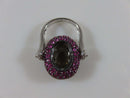 14K White Gold Egyptian Inspired Smoky Quartz Sapphire & Diamond Flip Ring 7.75 - Just Stuff I Sell