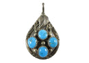 Lovely Southwestern Sterling Turquoise Tear Drop Pendant 1 1/2" High Signed EL - Just Stuff I Sell
