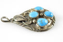 Lovely Southwestern Sterling Turquoise Tear Drop Pendant 1 1/2" High Signed EL - Just Stuff I Sell