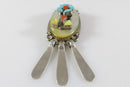 Vintage Sarah Simplicio Zuni Sterling Silver Flower Pendant, MOP Turquoise Coral - Just Stuff I Sell