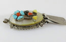 Vintage Sarah Simplicio Zuni Sterling Silver Flower Pendant, MOP Turquoise Coral - Just Stuff I Sell