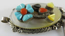 Vintage Sarah Simplicio Zuni Sterling Silver Flower Pendant, MOP Turquoise Coral - Just Stuff I Sell
