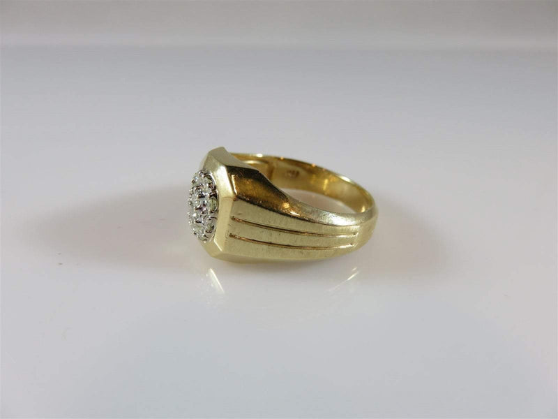 Men's 14K Yellow Gold Diamond Cluster Ring Size 9.75 Textured/Polished Band - Just Stuff I Sell