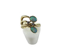 Vintage 14K Yellow Gold Oval Opal and Diamond Accented Ring Size 6 — Mid Century • 14K, Gold • Diamond, Opal — front view
