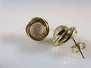14K Yellow Gold Round Ball & Swirl Accented Etched Polished Gold Stud Earrings - Just Stuff I Sell