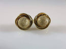14K Yellow Gold Round Ball & Swirl Accented Etched Polished Gold Stud Earrings - Just Stuff I Sell