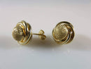 14K Yellow Gold Round Ball & Swirl Accented Etched Polished Gold Stud Earrings - Just Stuff I Sell