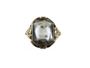 Vintage 10K Yellow Gold Setting Circa 1930's Style Emerald Cut Glass Ring 6.75 — Art Nouveau • 10K, Gold • Emerald — front vi