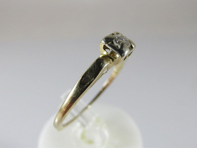 14K Yellow Gold .10 Carat Diamond Solitaire Engagement/Promise Ring 4 Repurpose - Just Stuff I Sell
