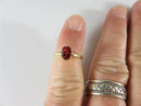1 Carat Oval Cut Garnet Solitaire Ring 14K Yellow Gold Setting Size 4.5 Lovely - Just Stuff I Sell