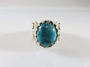 Sterling Silver Cabochon Turquoise Ring Native American Signed RJ Size 10.5 - Just Stuff I Sell