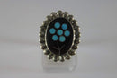 Turquoise/Onyx Inlay Sterling Ring Vintage Jim Paywa Zuni Womens Size 5.5 - Just Stuff I Sell