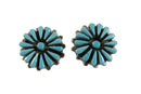 Zuni Sterling Silver Needlepoint Turquoise Earrings Cluster Floral Design Pierced Post - Just Stuff I Sell