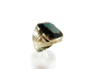 Men's Statement Ring 10K Yellow Gold Green 15 Carat Spinel Size 9.5 & 10.1 Grams — Men's Jewelry • 10K, Gold • Emerald — fron