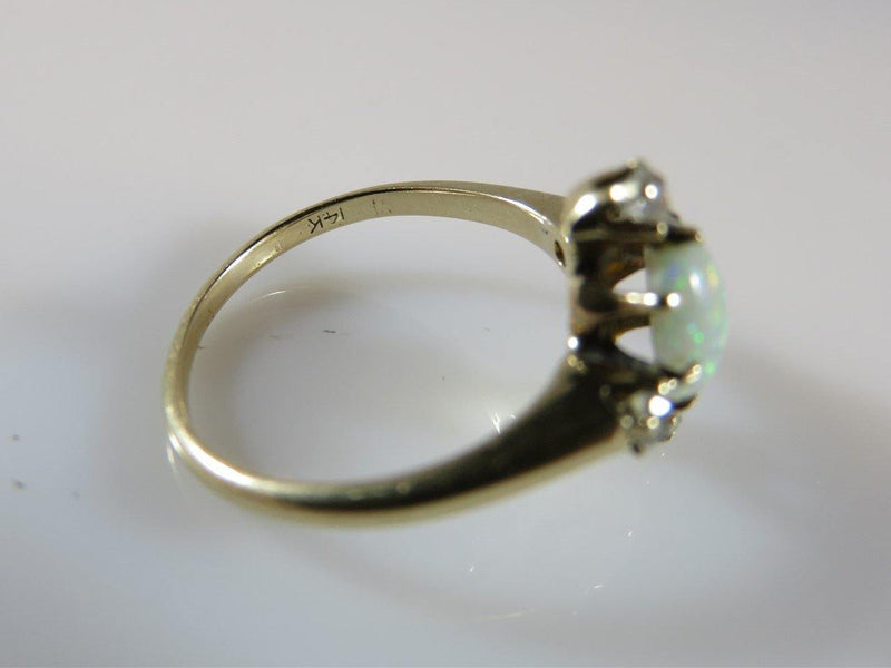 Early/Late Victorian Opal & Diamond Alternative Wedding Ring Size 5 Old Mine Cut Diamonds - Just Stuff I Sell