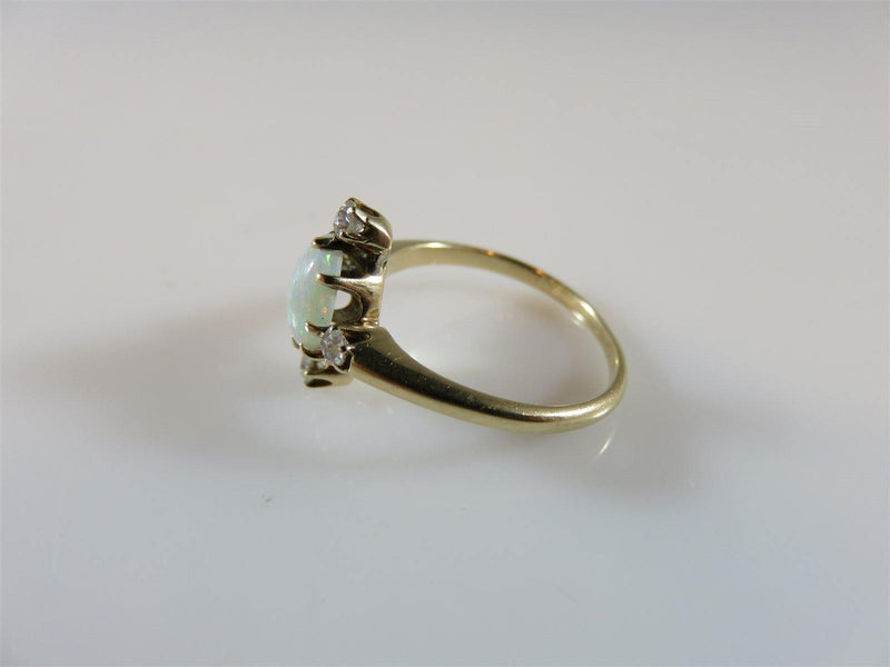 Early/Late Victorian Opal & Diamond Alternative Wedding Ring Size 5 Old Mine Cut Diamonds - Just Stuff I Sell