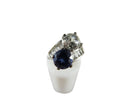 Art Deco Style 14K White Gold Sapphire and White Spinal Bypass Ring Size 5.75 - Just Stuff I Sell