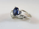 Art Deco Style 14K White Gold Sapphire and White Spinal Bypass Ring Size 5.75 - Just Stuff I Sell