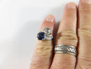 Art Deco Style 14K White Gold Sapphire and White Spinal Bypass Ring Size 5.75 - Just Stuff I Sell