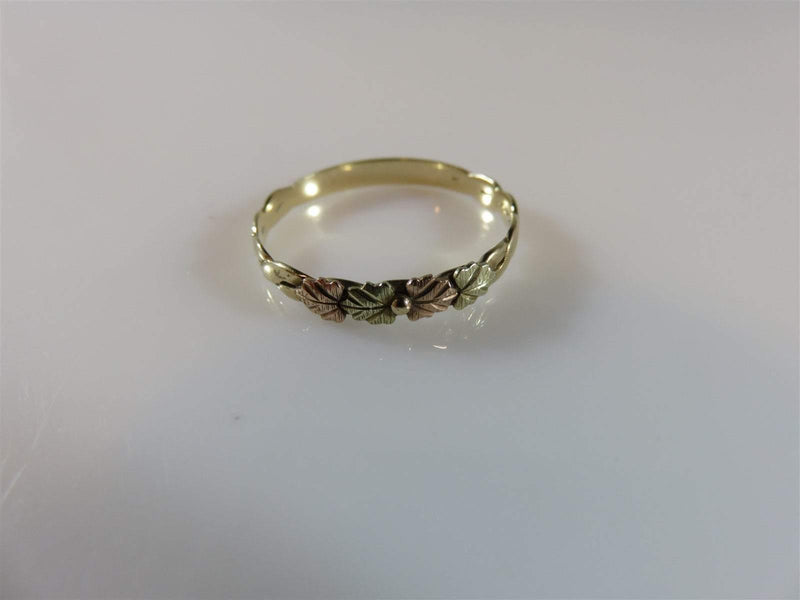 CCO 10K Yellow & Pink Gold Leaf Accented Black Hills Gold Band Ring Size 8.75 - Just Stuff I Sell