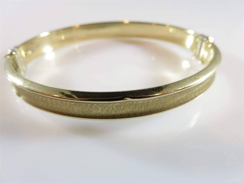14K Yellow Gold 7.42mm x 2.5mm Bangle Bracelet 14Kt Italy Luxe G Hallmarks 7" - Just Stuff I Sell