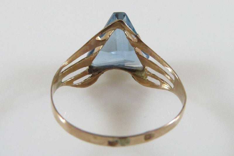 Antique 9K 375 Gold Ring Triangle Cut Natural Topaz Women's Size 8 - Just Stuff I Sell