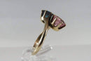 4 Carat TCW Pink & Blue Tourmaline 9K Gold Duo Bypass Anniversary Wedding Ring SZ 5 - Just Stuff I Sell