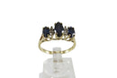 Nice Samuel Aaron 10K Yellow Gold 3 x Marquise Cut Sapphire & Diamond Ring — Mid Century • 10K, Gold • Diamond, Sapphire — fr