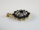 Solid 14K Yellow Gold Diamond And Blue Spinel Cluster Pendant 1.8 Grams - Just Stuff I Sell