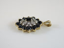 Solid 14K Yellow Gold Diamond And Blue Spinel Cluster Pendant 1.8 Grams - Just Stuff I Sell