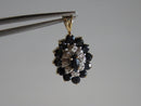 Solid 14K Yellow Gold Diamond And Blue Spinel Cluster Pendant 1.8 Grams - Just Stuff I Sell
