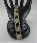 Beautiful Antique & Unique 7 1/2" Solid 980 Silver 3 D Flower Bracelet - Just Stuff I Sell