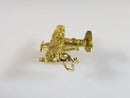 3D Nugget Plane Spinning Propeller 14K Yellow Gold Travel Charm/Pendant - Just Stuff I Sell