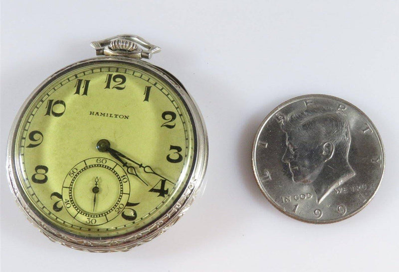 1930 Hamilton 922 Model 2 12S 23 Jewel 23gr 14K Solid White Gold Solidarity Case - Just Stuff I Sell