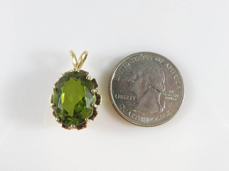 10K Yellow Gold 11.91 Carat Oval Cut Green Stone Pendant 4.7 Grams TW - Just Stuff I Sell